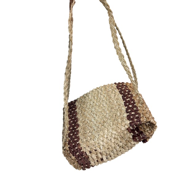 Handmade Women Woven Straw Backpack Medium Tan Boho Cottage Festival Rattan Beac